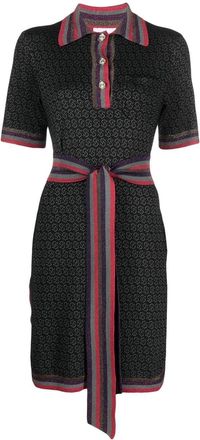 Ferragamo monogram tie-waist knitted dress - women - Wool/Viscose/Polyester/Polyamide/Polyurethane - S - Black