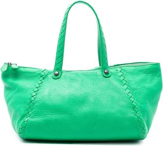 Bottega Veneta Pre-owned Leren Tote Bag - Dames - Vintage Shopper - Groen - ONE Size - Leer - Vintage