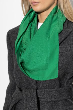Moschino Silk Scarf With Monogram, Unisex, Green