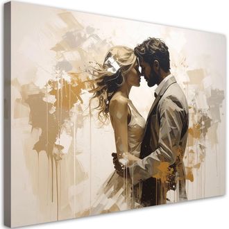 Feeby Cuadro En Lienzo Pareja Rom&aacute;ntica En Un C&aacute;lido Entorno Pict&oacute;rico 100x70