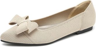 Generic Womens Latin Dance Shoes Womens Flats Shoes Pointed Slip On for Women Comfortable Elegant Dressy Toe Bow Knit Ballet Flat, 5 UK Blue Comfortable Pract