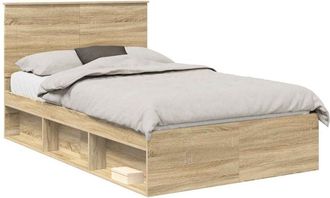 vidaXL Bed Frame with Drawer Sonoma Oak 135 x 190 cm Solid Pine Wood vidaXL