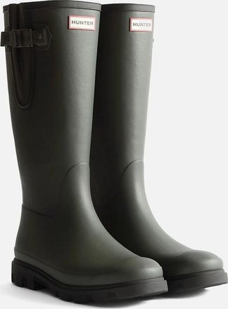 Hunter Womens Hunter Downpour Adjustable Boot Rubber Womens Dark Olive/Black Wellington Boots - Green - Size: 5