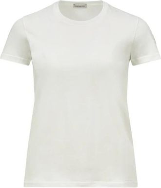 Moncler Logo Motief T-Shirt - Dames - T-shirts - Wit - S - Katoen - Tops