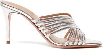 Generic Silver,4.5 UK,Womens Strappy Sandals Peep Open Toe Stiletto High Heels Slingback Slip-On Mule Pumps Comfortable Formal Wedding Party Dress Shoes