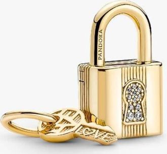 Pandora 14K Gold-Plated Padlock & Key Dangle Charm