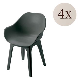 Dmora Silla De Exterior Beachfield, 4 Sillas, Reposabrazos Made In Italy, Soporta 120 Kg, Negro Antracita