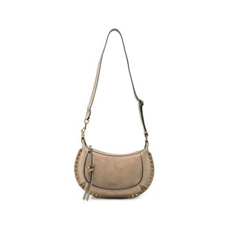 Isabel Marant Tassen, Dames, Beige, ONE Size, Su&egrave;de, Schoudertas met gebogen silhouet