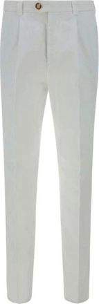 Brunello Cucinelli Broeken, Heren, Wit, S, Katoen, Geplooide katoenen casual broek