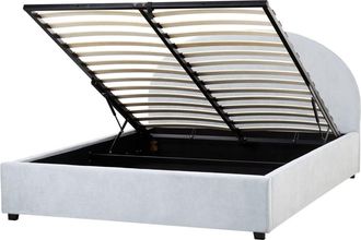 Beliani Cama matrimonial de tejido azul 160x200