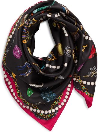 Echo Bejeweled Silk Square Scarf in Black at Nordstrom