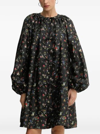Stine Goya floral-print tie-detail mini dress - Black