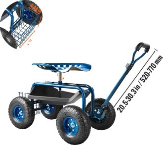 OEM Carro De Jard&iacute;n Con Ruedas, Dise&ntilde;o Ergon&oacute;mico, Direcci&oacute;n Ajustable, Color Azul