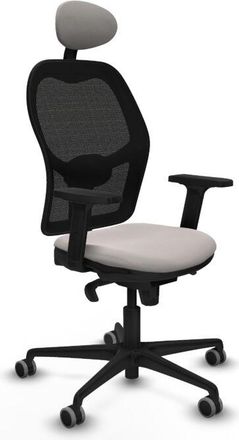 Piqueras y Crespo Piqueras Y Crespo - Jorquera Sincro Malla Negra Similpiel Blanco Brazos 2d Base Nailon Cabecero Fijo Ruedas 65mm Engomada