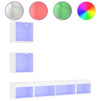 Berkfield Home 5 Piece TV Wall Units with LED White Engineered Wood