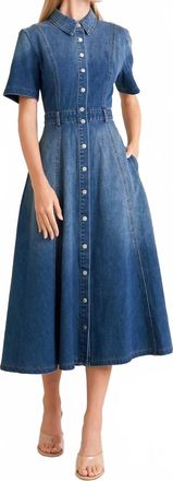 Flying Tomato Underwood Denim Dress In Med Wash