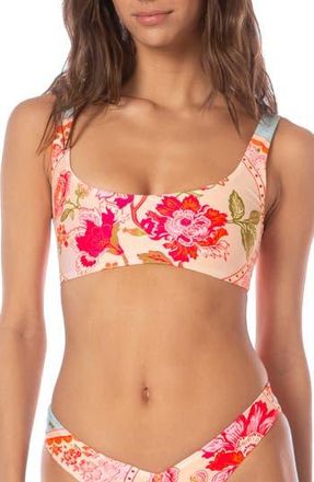 Maaji Dazzle Lace-Up Reversible Bikini Top in Blue/Coral/Pink Multi at Nordstrom Rack, Size X-Small