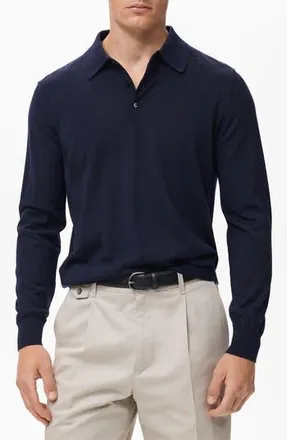 Mango Wool Sweater Polo in Navy at Nordstrom Rack, Size Medium