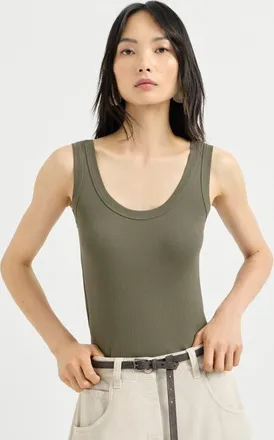 Brunello Cucinelli Stretch cotton ribbed jersey top with monili in Origano at Nordstrom, Size Xxx-Large