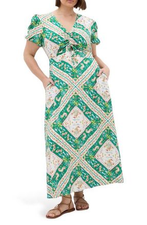 City Chic Aliya Floral Print Maxi Dress in Prairie Scarf at Nordstrom, Size Xxxs