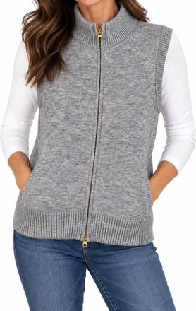 Elan Britt Sleeveless Zip Sweater Vest In Grey
