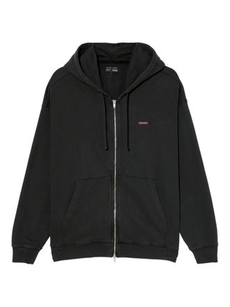 Izzue logo-patch hoodie - men - Cotton - M - Black