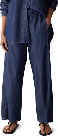 Eileen Fisher High Waist Ankle Wide Leg Organic Cotton Denim Pants in Dark Indigo at Nordstrom, Size Xx-Small