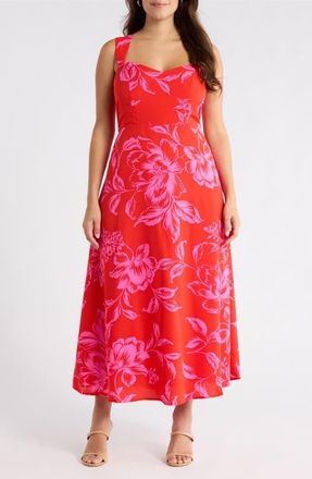 Sugarlips Darline Floral Bary Smocked Maxi Dress in Red-Pink-Combo at Nordstrom, Size 2 X
