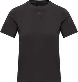 Moncler Moncler Logo Cotton Jersey T-shirt, Women, Black, Size: Xl
