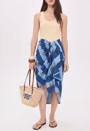 Guadalupe Design Luciana Palm Pareo Skirt in Blue at Nordstrom, Size X-Small