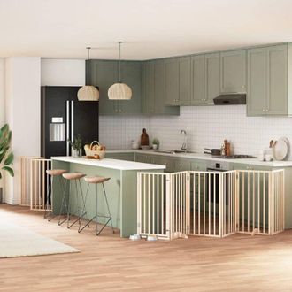 vidaXL Puerta Para Perros Plegable 12 Paneles Madera De &Aacute;lamo 600 Cm Vidaxl