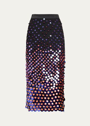 Christopher John Rogers Sequined Silk Chiffon Midi Pencil Skirt