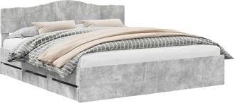 vidaXL Estructura De Cama Gris Concreto 180 X 200 Cm Madera Ingenieril Vidaxl