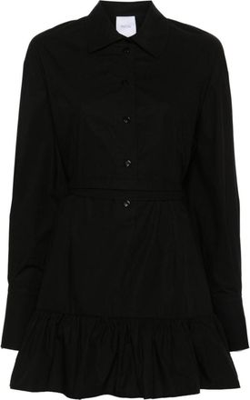 Patou Black Ruffled Mini Shirtdress