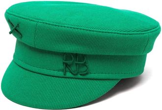 Ruslan Baginskiy logo-embroidered ribbed baker boy hat - women - Cotton - S - Green