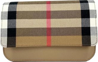 Burberry Haymarket Check Canvas en Lederen Portemonnee met Klep - Dames - Schoudertassen - Veelkleurig - ONE Size - Leer - Tassen