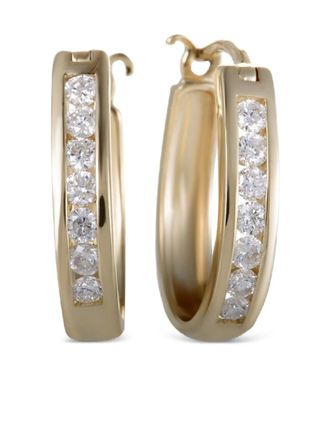 Luxury Bazaar 14K yellow gold oval hoop diamond earrings