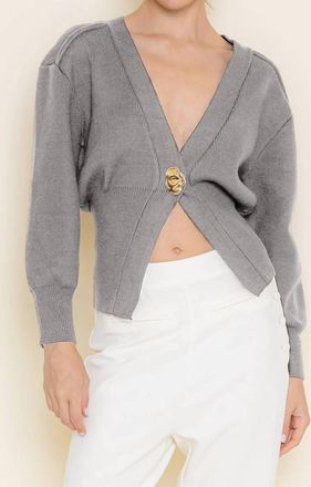 FORE COLLECTION Sculpted Muse Cardigan In Slate Gray