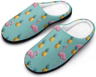 Generic Flamingo Pineapples Mens Slippers Comfortable And Non-slip Cotton Slipper Shoe for House