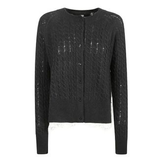 Ermanno Scervino Cardigans, female, Black, Size: 2XS Cable-Knit Cardigan