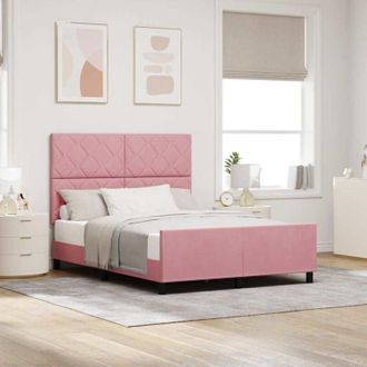 vidaXL Estructura De Cama Con Cabecera Rosa 160 X 200 Cm Terciopelo Vidaxl