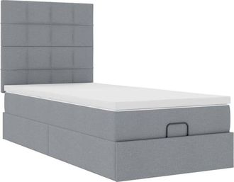 vidaXL Cama Otomana Con Colch&oacute;n Gris Claro 90x200 Cm Tela Vidaxl