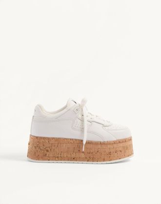 Valentino Garavani Sneaker Freedots Xl In Vitello E Sughero Donna BIANCO 38.5