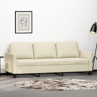vidaXL Sof&aacute; De 3 Plazas De Cuero Sint&eacute;tico Color Crema 180 Cm Vidaxl