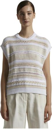 PESERICO Zacht Katoenen Tricot Gilet - Dames - Ronde hals truien - Veelkleurig - XL - Katoen - Truien & Vesten