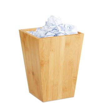 Relaxdays Set 2 Papeleras Abiertas Decorativas, Cubo Papeles 6 Litros Bamb&uacute;, Bote Papeles Habitaci&oacute;n Ni&ntilde;os, 27x20x20cm, Natural
