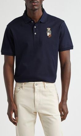 Ralph Lauren Purple Label Polo Bear Patch Cotton Piqué Polo in Classic Chairman Navy at Nordstrom, Size Xx-Large