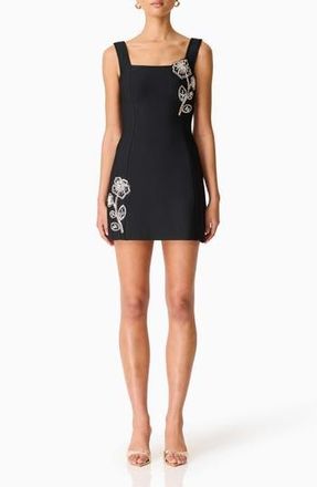Elliatt Soleil Beaded Placed Floral Cocktail Minidress in Black at Nordstrom Rack, Size X-Large