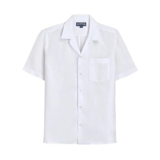 Vilebrequin Charli Bowling Linnen Shirt - Heren - Korte mouwen Overhemden - Wit - 3XL - Linnen - Overhemden