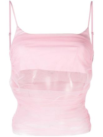 ACT N&ordm;1 tulle-inserts sleeveless top - women - Wool/Elastane/Polyamide - 40 - Pink